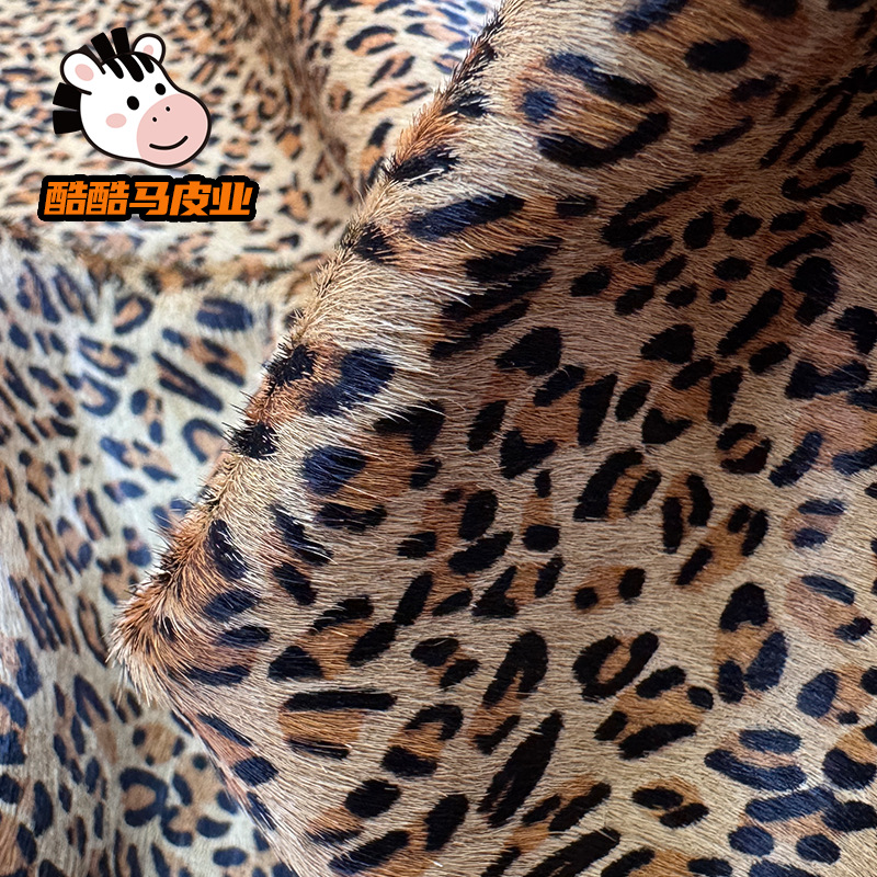 Manufacturer Supplies Leopard Print Horse Hair, Zebra Print Horse Hair Fabric, Real Leather, Printed Horse Hair Leather Luggage Leather