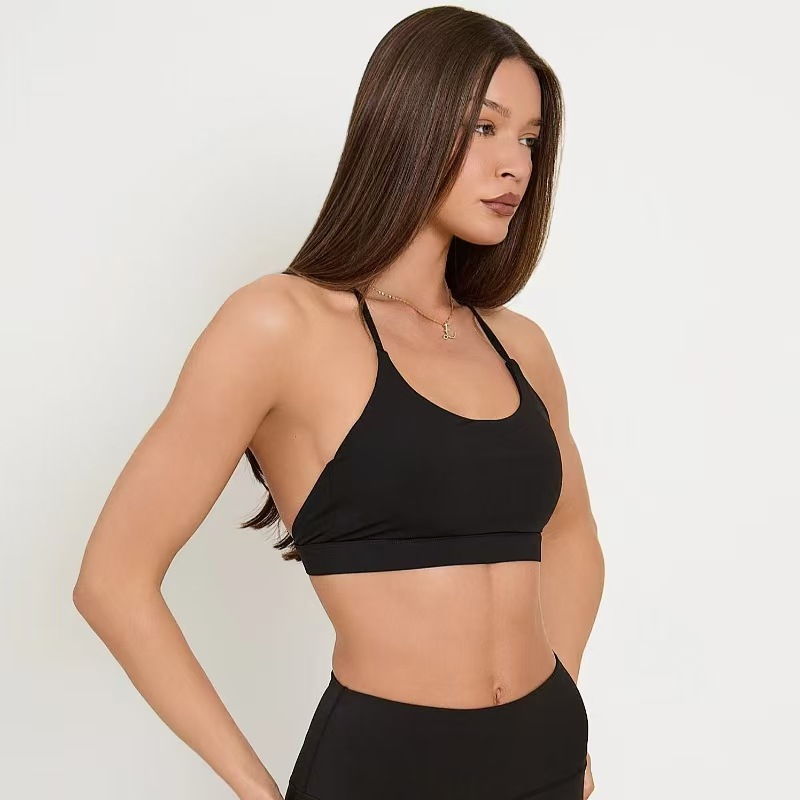 Бесшовный бюстгальтер на завязках, спортивный фитнес йога, красивый спинкой