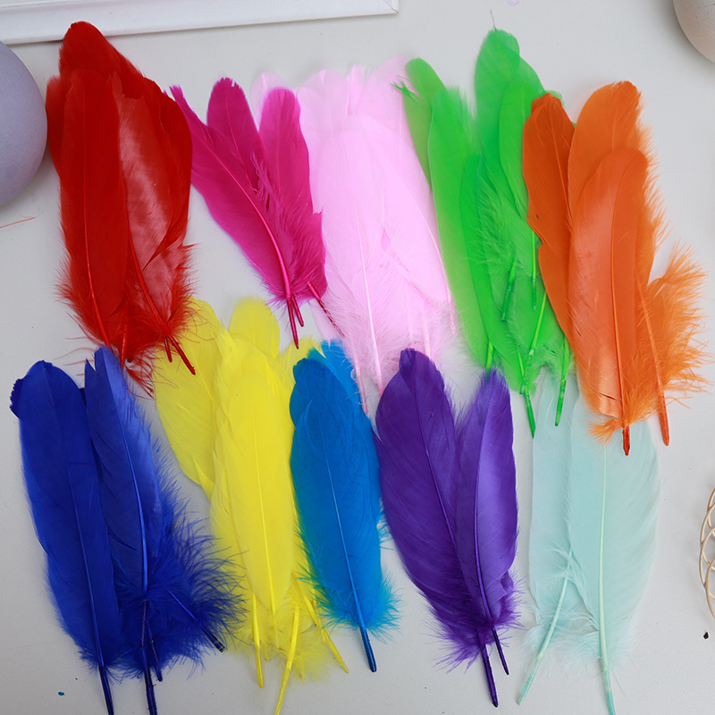 Feather Wholesale Macaron Goose Feathers Kindergarten DIY Colorful Feathers Large Floating Decorative Art Class Materials