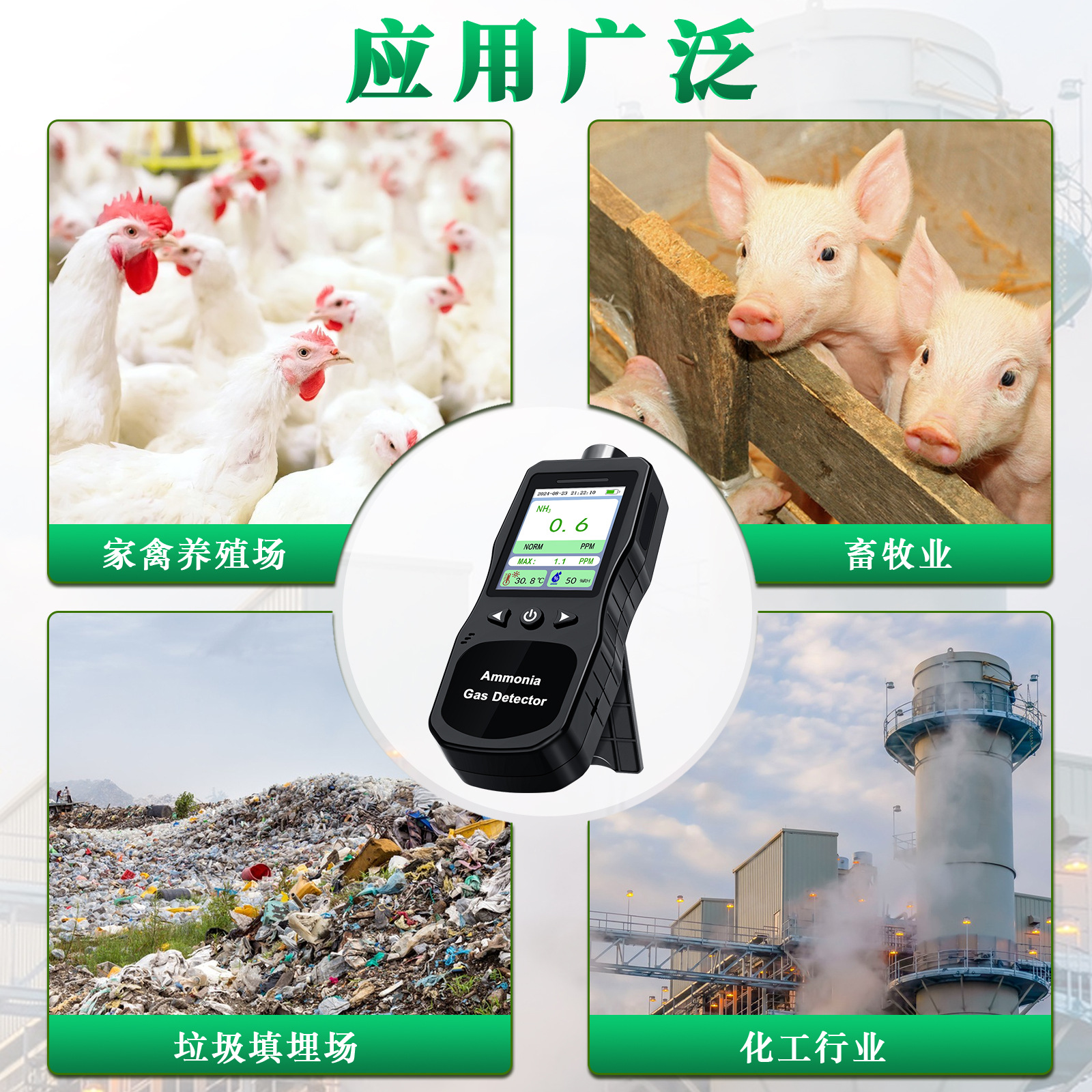 Ammonia Detection Alarm Concentration Display Super Standard Alarm Portable Handheld Hydrogen Sulfide Gas Detector