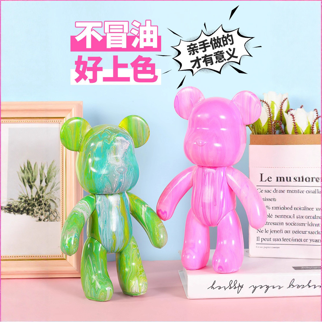 Fluid Bear White Embryo Manufacturer DIY Handmade Vinyl Doll Paint Fluid Violent Bear Keychain Material Package Wholesale