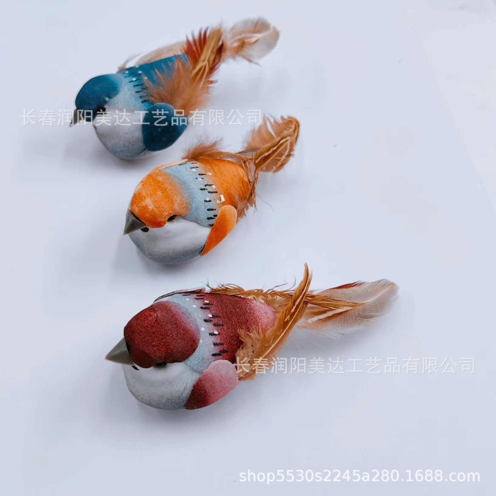 Artificial feather Sparrow/real feather Sparrow/Red osmanthus Sparrow/gardening branch decoration props