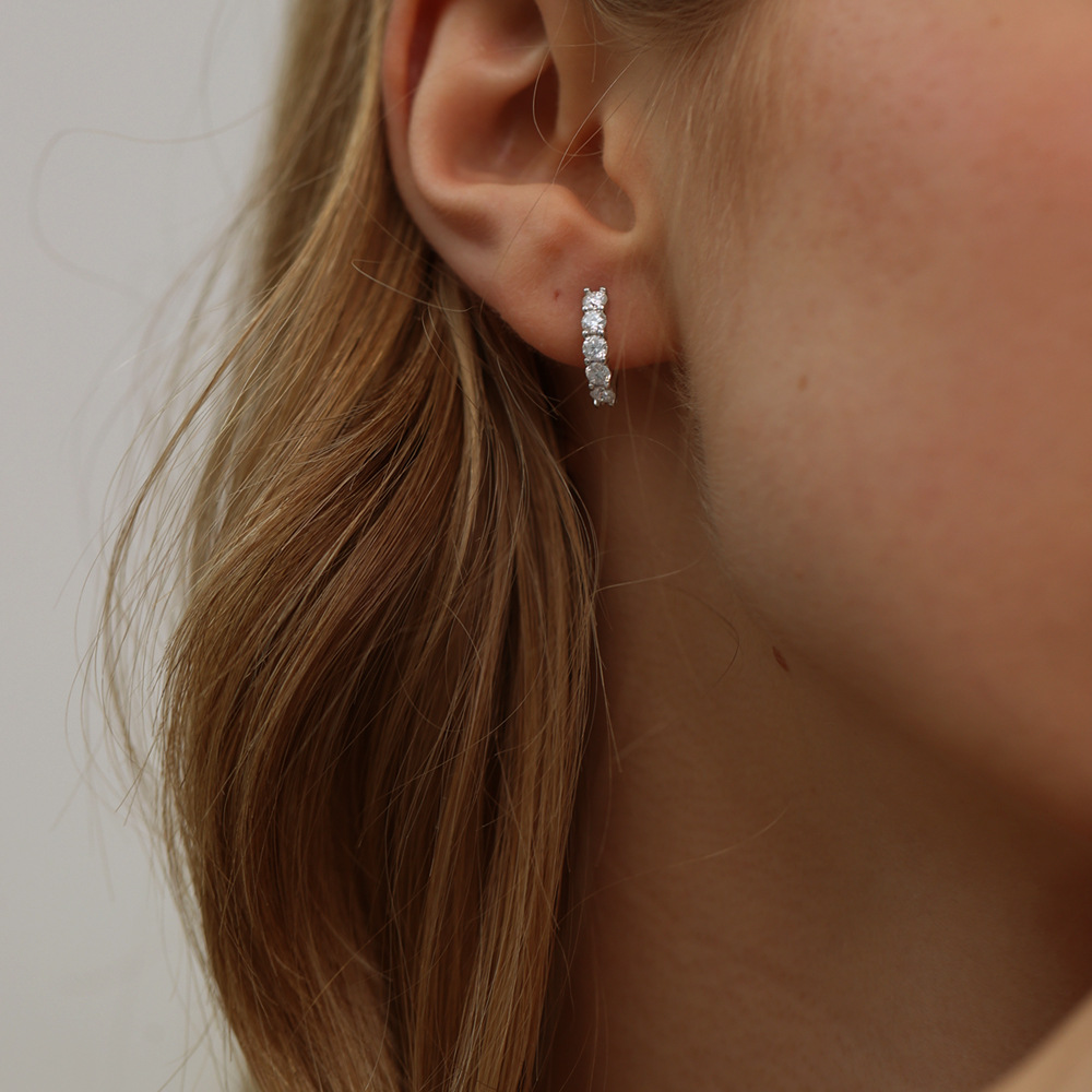 925 Sterling Silver Moissanite Earrings, Simple Elegant, Cross-Border Live Broadcast, Douyin Silver Women's Earrings, Export Accessible Luxury Niche