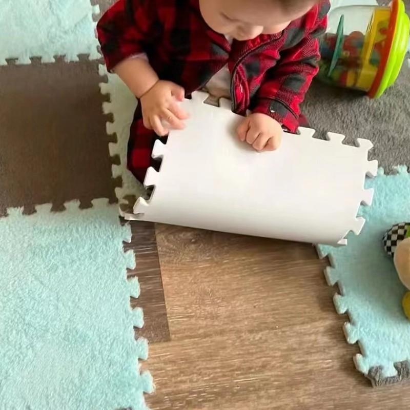 Cross-border Bedroom Bedside Tiles Carpet Bay Window Mat ins Style Foam Mat Can be Cut and Washable Splicing Floor Mat Full Shop