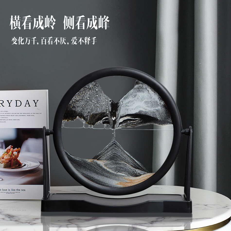 Cross-border new creative gifts 3d night light quicksand painting desktop ornaments bedroom bedside atmosphere desk lamp