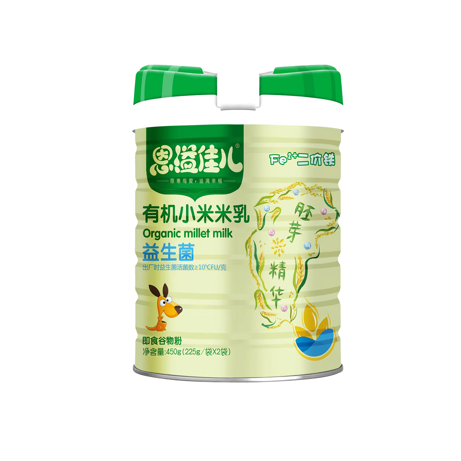 Enyu Jiaer Organic Millet Rice Milk Original Calcium Iron Zinc Supplement High Iron Milk 450G/Barreled Miscellaneous Grains