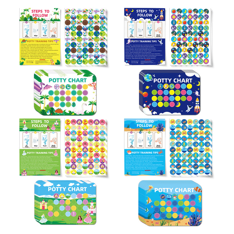 Cross-Border Kidsren's Toilet Training Stickers Amazon Temu Toilet Reward Chart Baby Boy Girl Potty