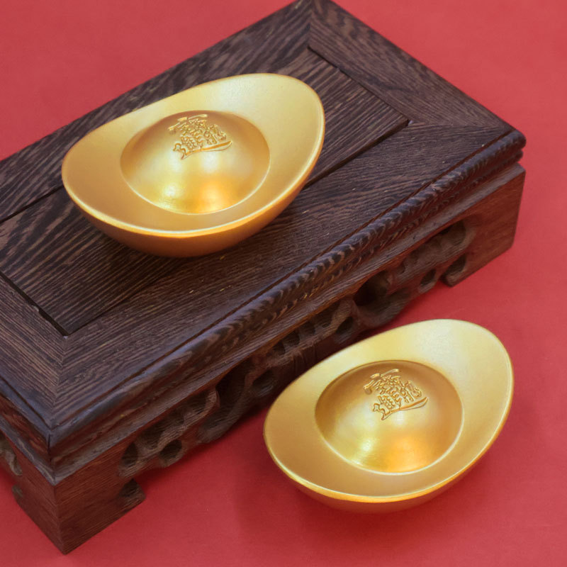Brass Wealth-Attracting Ingot Ornament Prop, God of Wealth Desktop Treasure Bowl Decoration, Opening Housewarming Gift Wholesale
