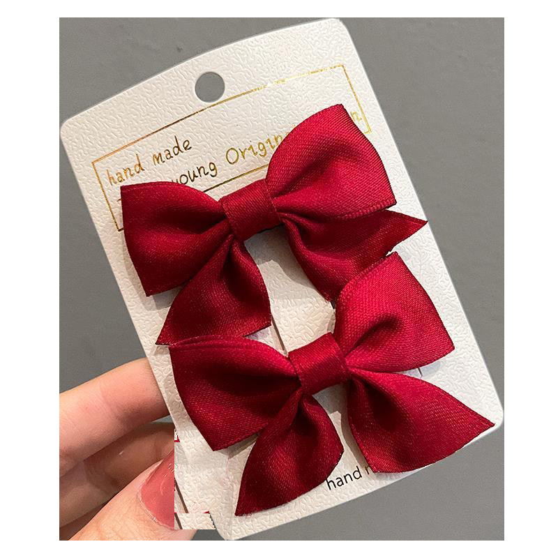Children's Red Bow Hairpin 2023 Internet Popular New Cute Faux Exquisite Women's Summer Headwear Side Princess