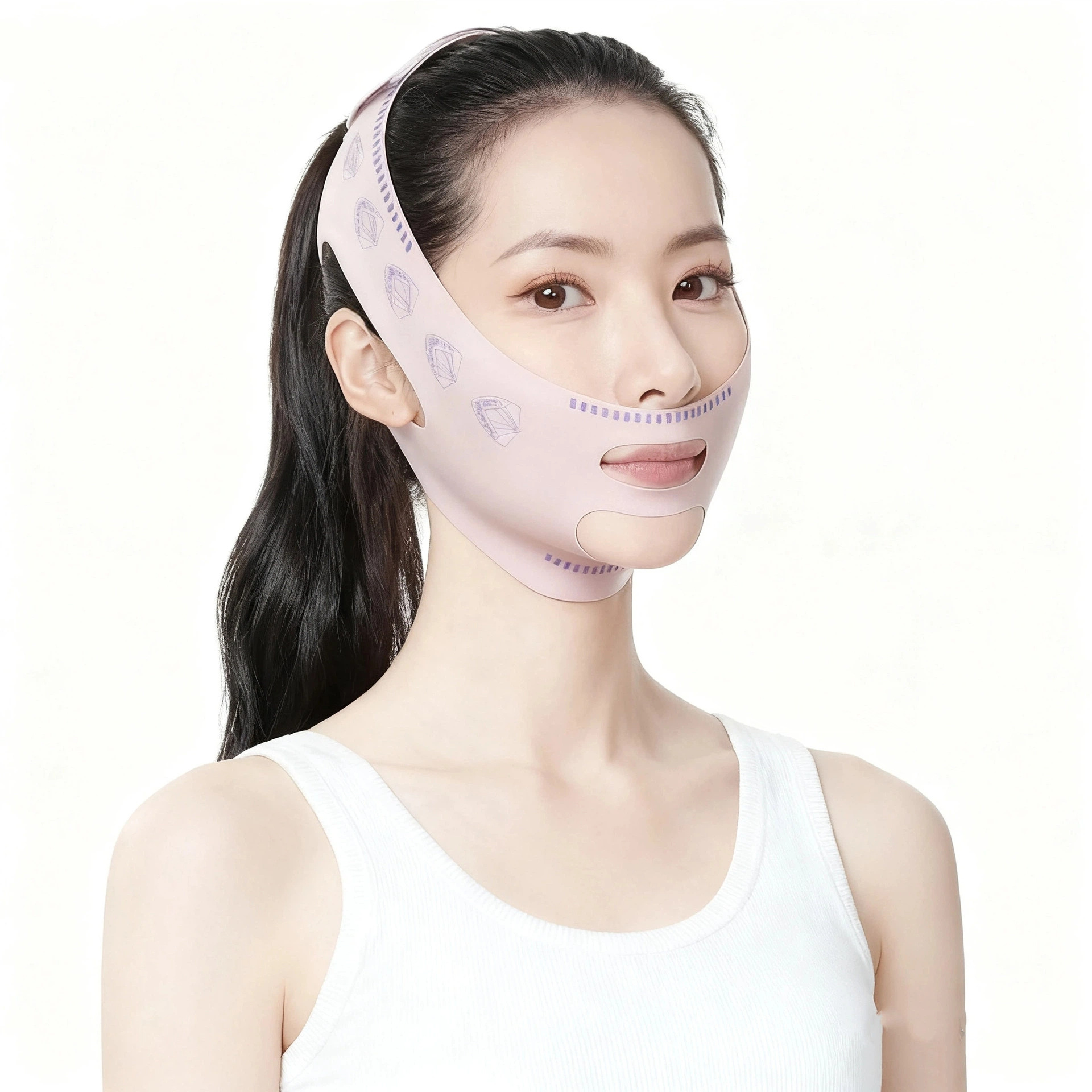 Lifting Mask for Nasolabial Folds, Facial Sleep Bandage, Face Shaping, Firming, Breathable, Traceless V-Face Double Chin Mask
