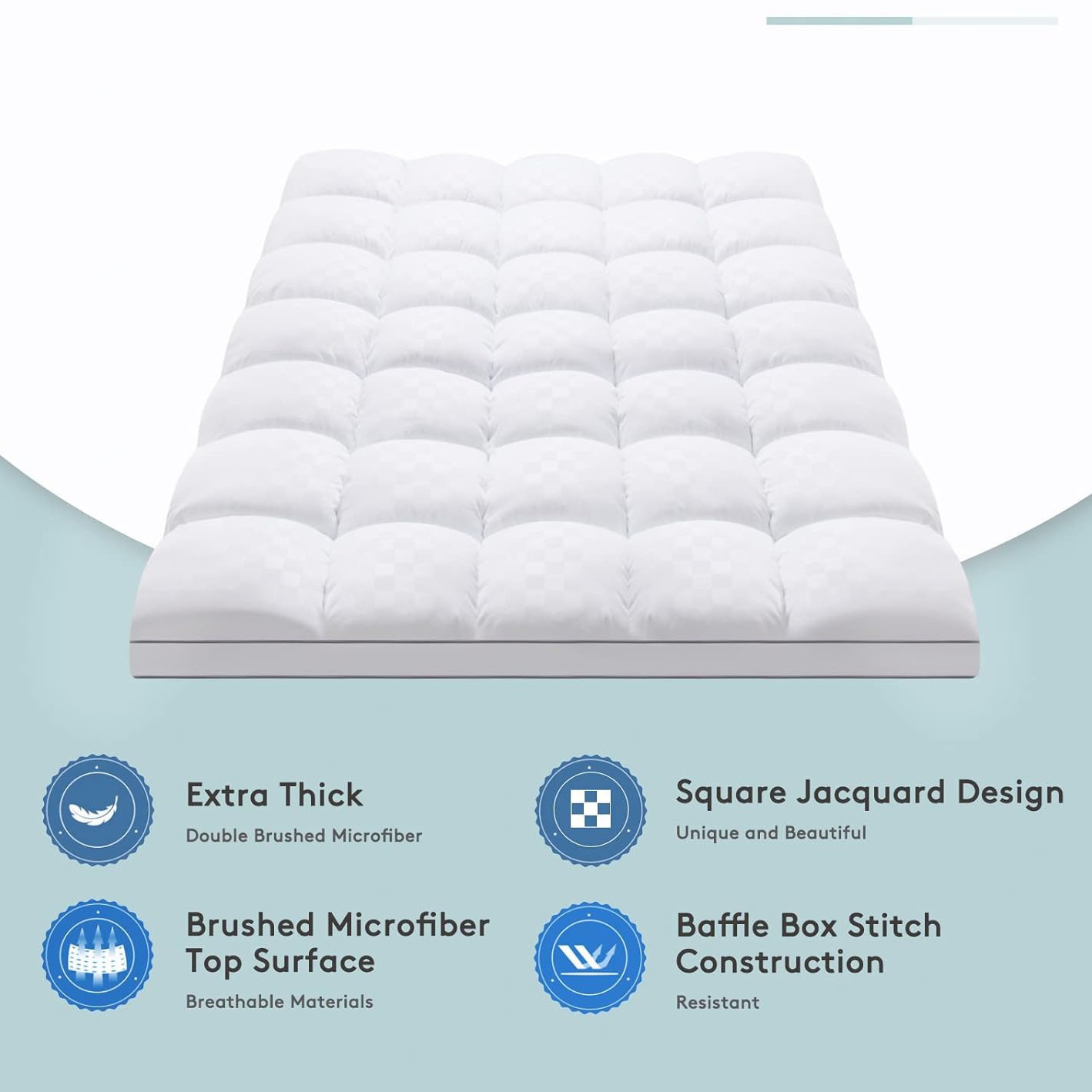 Cross-Border Jacquard Mattress Topper, Down-Filled Mattress, Fitted Sheet, Single Soft Mattress, 360-Degree 45cm Cloth