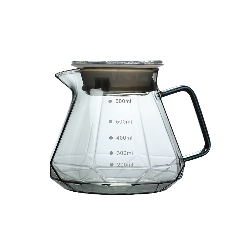 Coffee Pot Heat Resistant Glass Octagonal Diamond Coffee Pot Sharing Pot Drip Filter Cup Hand Coffee Pot suit