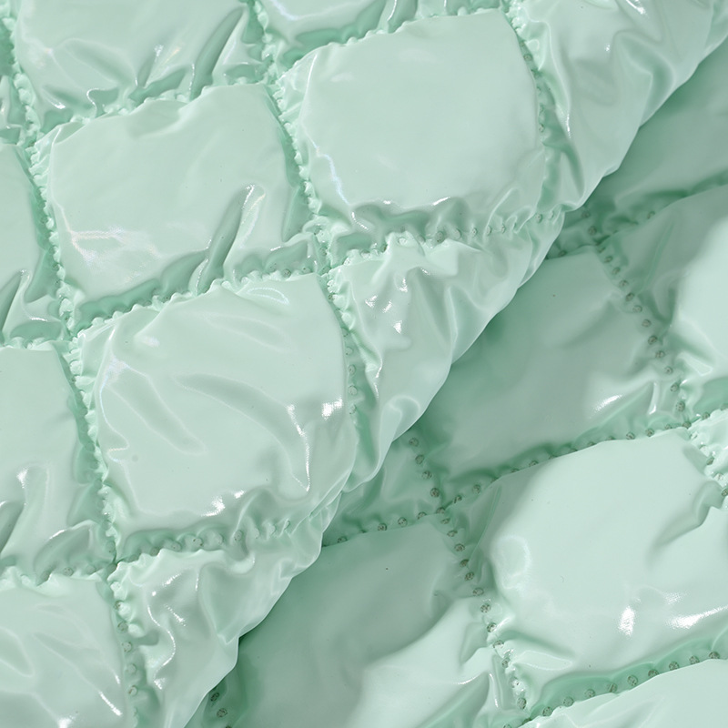 New Ultrasonic Three-Dimensional Pu Large Square Embossed Composite Wrinkled Spray-Glued Cotton Fabric for Bags, Pencil Cases, Pet Imitation Leather Material