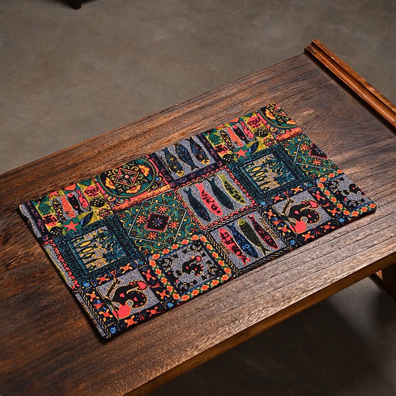 Китайский мат для чая, патчворк, двусторонний, с печатью, чайная ткань, зен-коастер, ретро-мат для чая, подставка для чайного стола