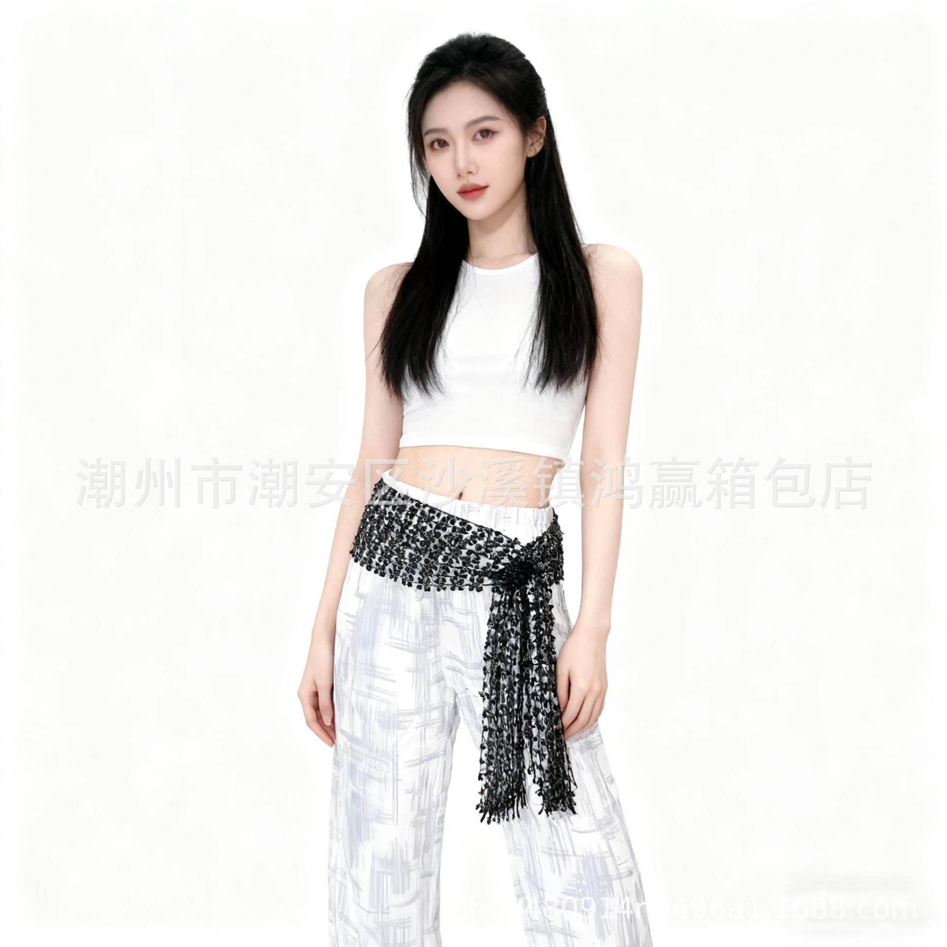 Jazz Dance Starry Sky Tassel Dance Waist Wrap Kpop Waist Scarf Accessory Street Dance Trendy Heavy Sequin Sparkling Waist Chain