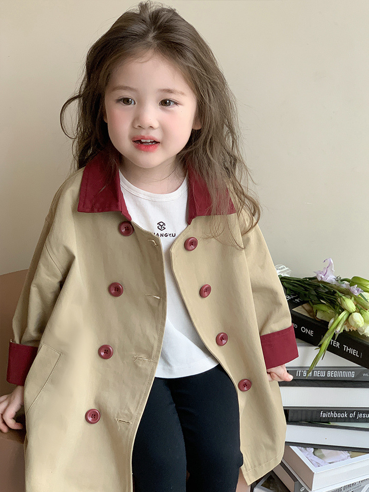 Girls' Outwears Spring & Fall 2025 New Korean Style Kidsren's Windbreakers Mid-Length Baby Girl Autumn Clothes Fashionable Clothes