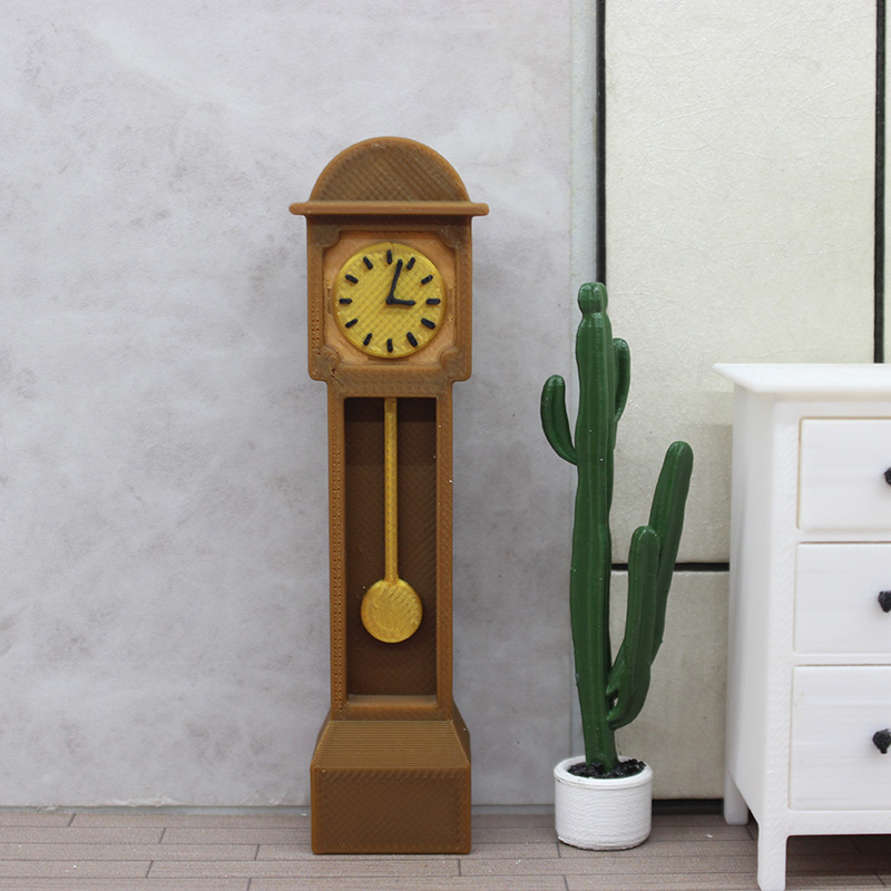 Dollhouse doll house simulation miniature floor clock mini retro vertical clock model ob11 living room scene