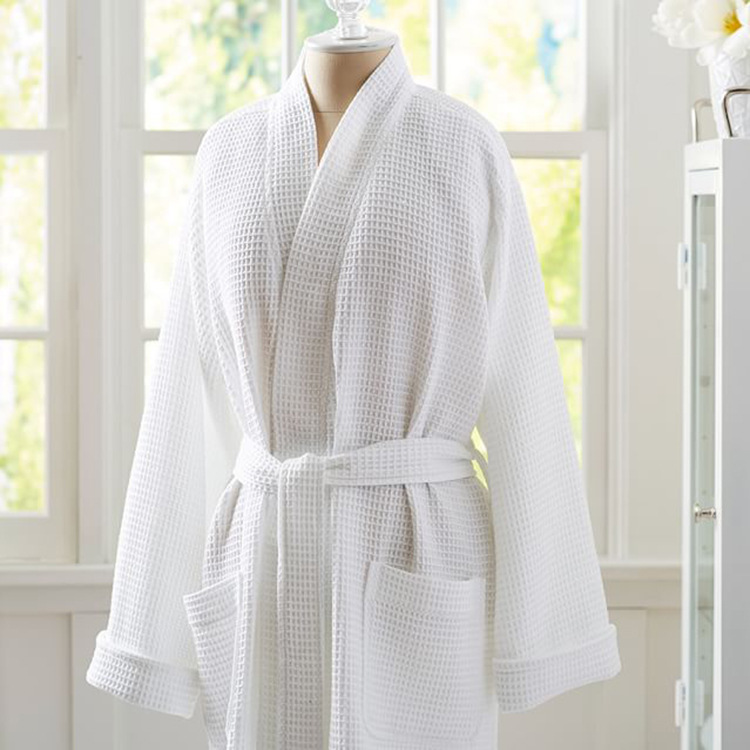 Hotel Cotton Cut Velvet Terry Cloth Bathrobe for Men and Women Thickeneded Pure Cotton Soft Hotel Waffle Bathrobe
