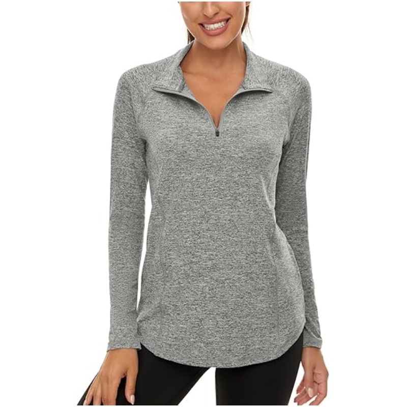 Amazon Cross-Border Zipper Pullover Casual Sports Exercise Long-Sleeved Loose Moisture-Wicking Yoga Top