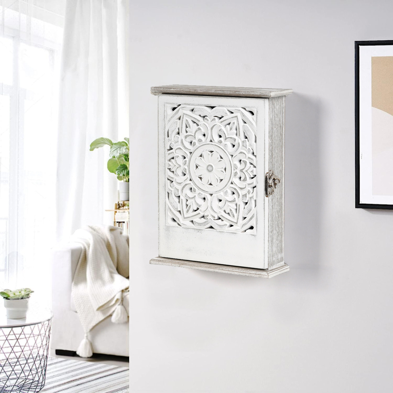 Деревянная коробка для хранения ключей с крючком