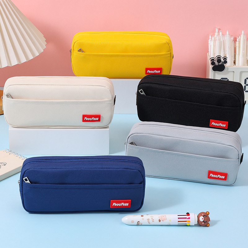 Large-Capacity Pencil Case, Simple and Three-Dimensional, Square-Shaped, Large-Capacity Oxford Cloth Pencil Case for Primary School Students, Wholesale Stationery for Students