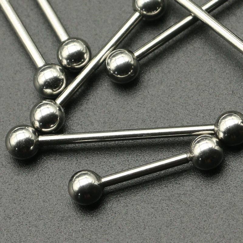 External Thread Titanium Steel Tongue Nail, Nipple Nail, Ear Bone Nail, Ear Bridge, Body Piercing Jewelry, External Tooth Straight Rod, Universal Cross-Border