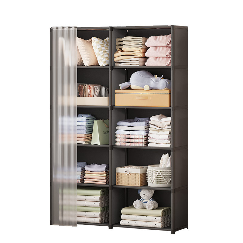 Dust-proof wardrobe household bedroom simple assembly storage cabinet hanging wardrobe rental room small wardrobe multi-layer storage rack