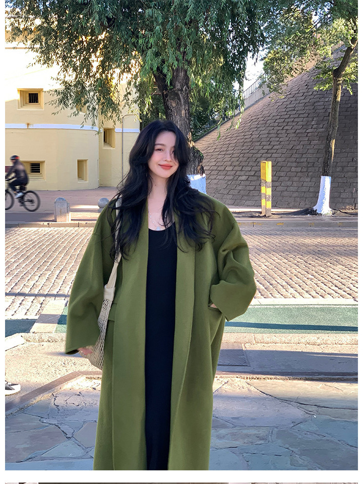 [Winter Cover] Hong Kong Style Retro 2025 Autumn and Winter 100% Wool Woolen Coat Double-Sided Woolen Jacket