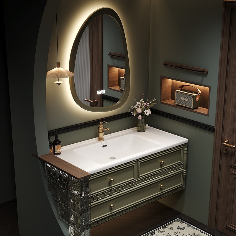 Французский ретро туалетный шкаф с керамической интегрированной раковиной, комбинация раковин, новый стиль 2025 года
