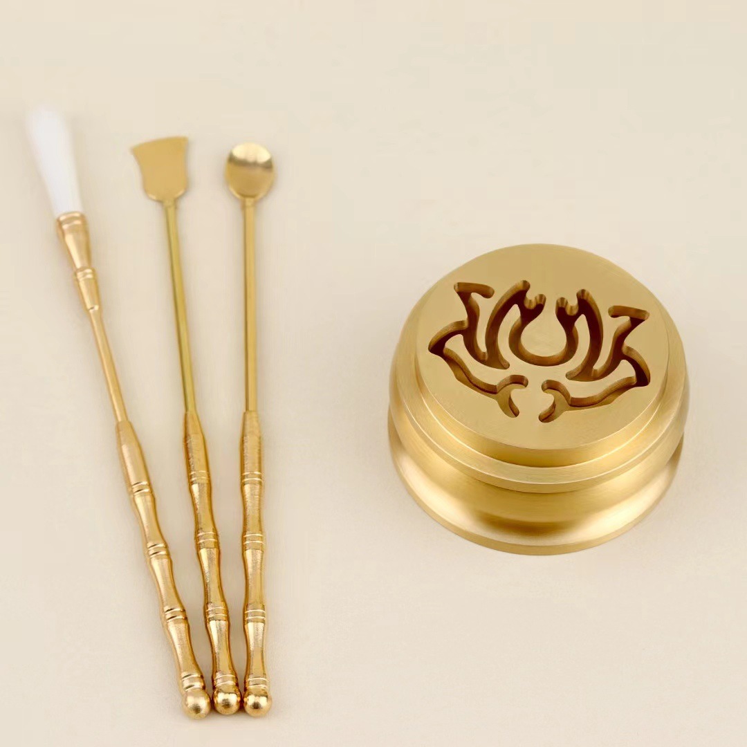 Brass Incense Burner, Incense Stick Making Kit for Beginners, Ceramic Set with Gift Box, Gift Bag, Incense Shovel, Incense Spoon, Incense Tool Set