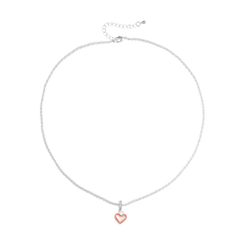 Korean Style Sweet Temperament Light Luxury High-End Oil-Dropping Heart Shell Clavicle Chain Fashion Commuter Niche Versatile Necklace