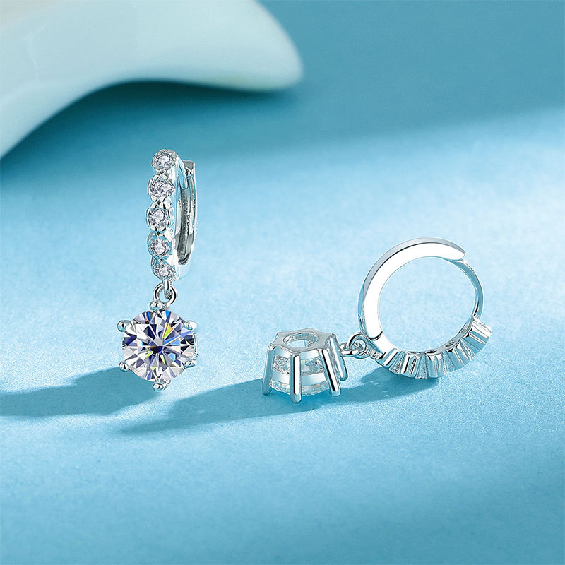 925 sterling silver moissanite earrings simple fashion six claw earrings 18k white gold super flash diamond earrings vvs1 clarity