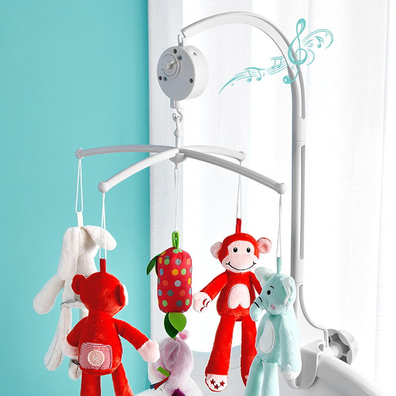 A2 Crib Bell Universal Bracket Toy with Music Box 3 Sections 60cm Baby Rattle Hanger Universal for Large and Small Beds