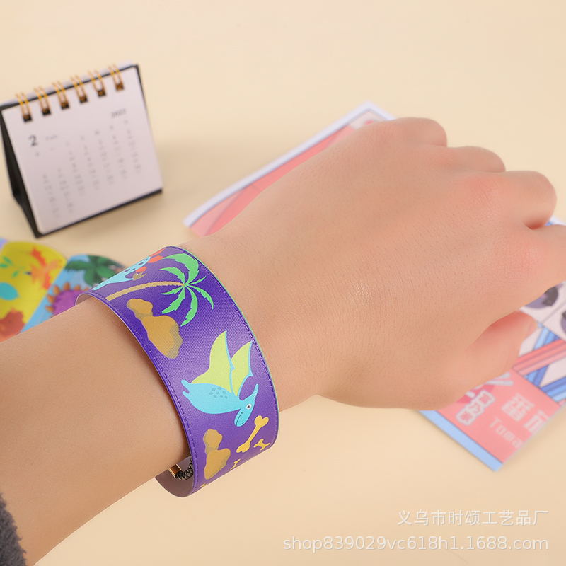Cross-Border Dinosaur Print Slap Bracelet Pvc Cartoon Animal Slap Bracelet Wristband Amazon Combination Bracelet
