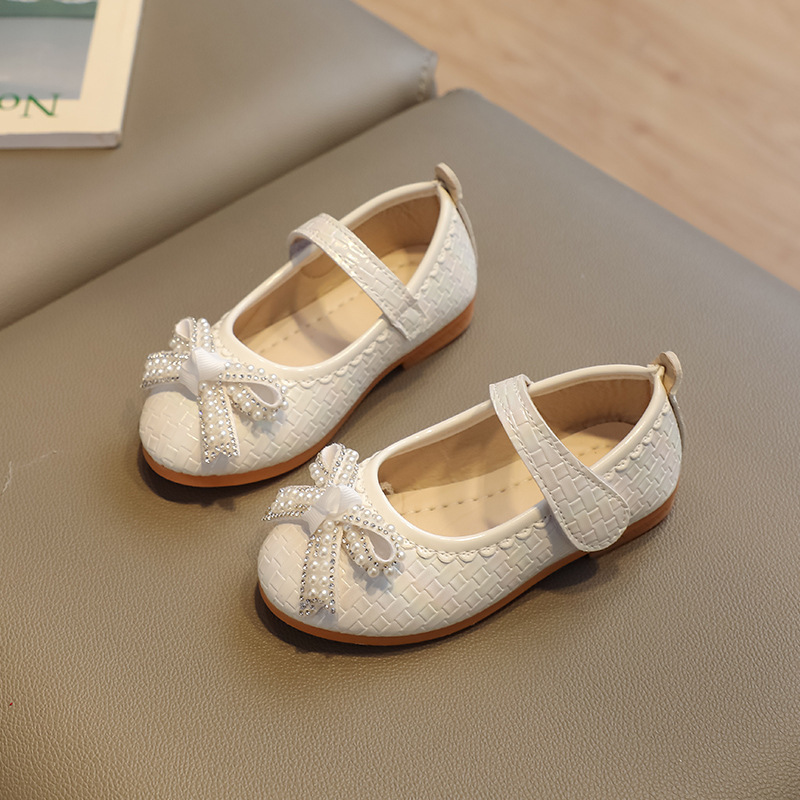 Girls Princess Shoes 2025 Spring and Autumn New Little Girls Shoes Crystal Children's Shoes Children's Style Leather Shoes Soft Sole Shoes