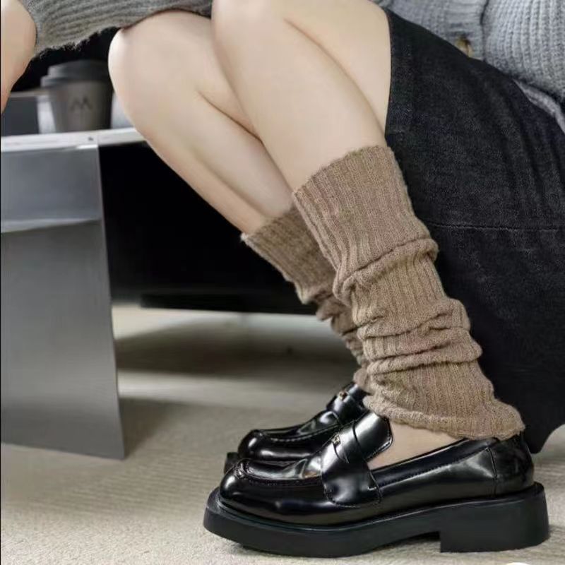Thick Knit Leg Warmers for Women, Solid Color, Slouchy Calf Socks, Trendy Ins Style, Cute Japanese Style, Knitted Wool Leg Warmers for Warmth