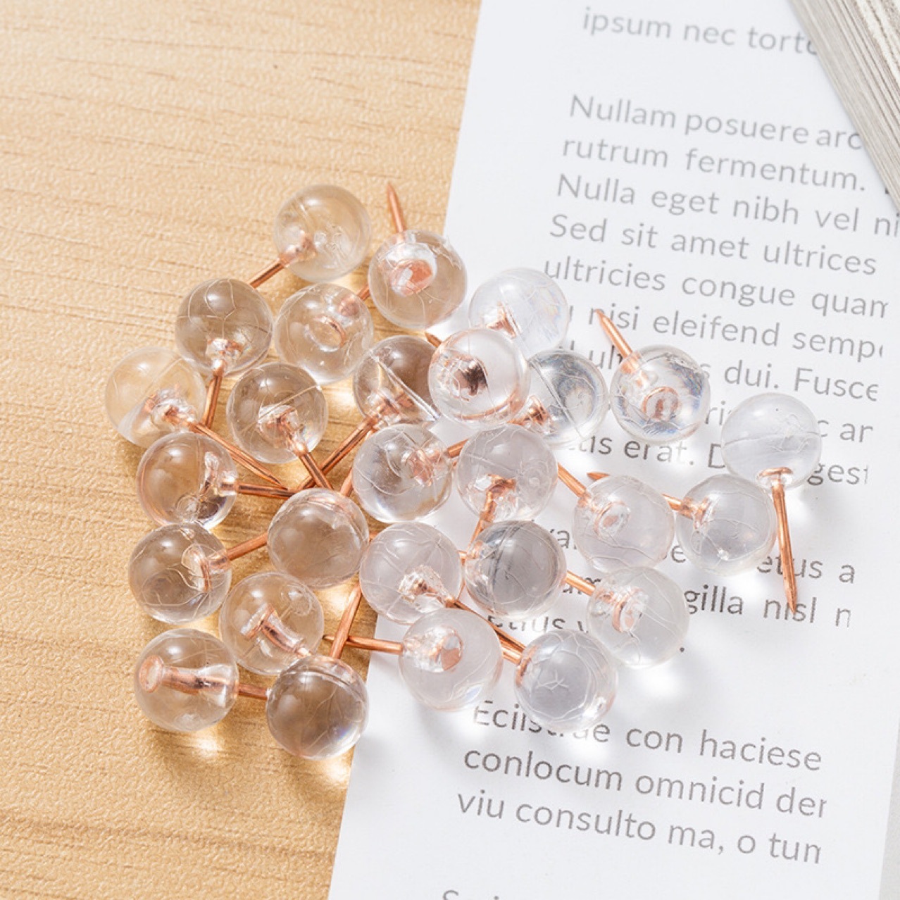 Yiwu Amazon Specializes in Transparent Rose Gold Ball Nails Special-shaped I-shaped Nails Plastic Thumbtacks Push Nails in Bulk