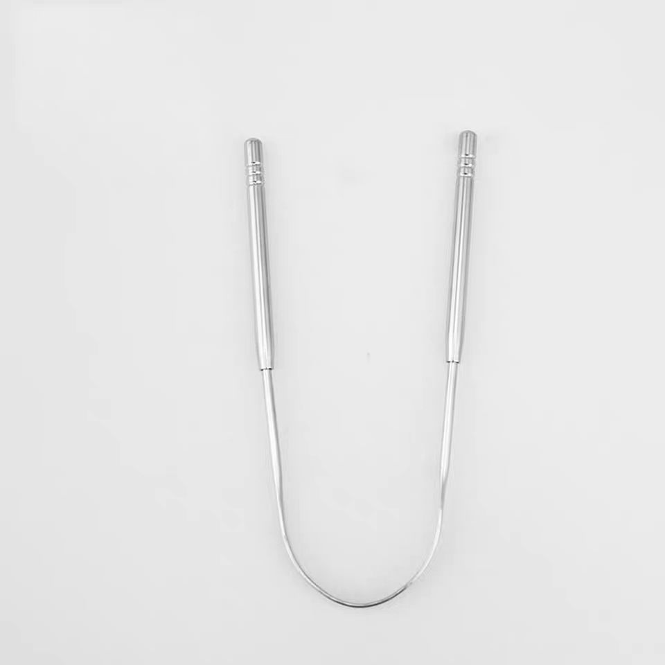 Cross-border hot sale oral cleaner 304 stainless steel to remove bad breath tongue coating cleaning brush tongue scraper tongue scraper
