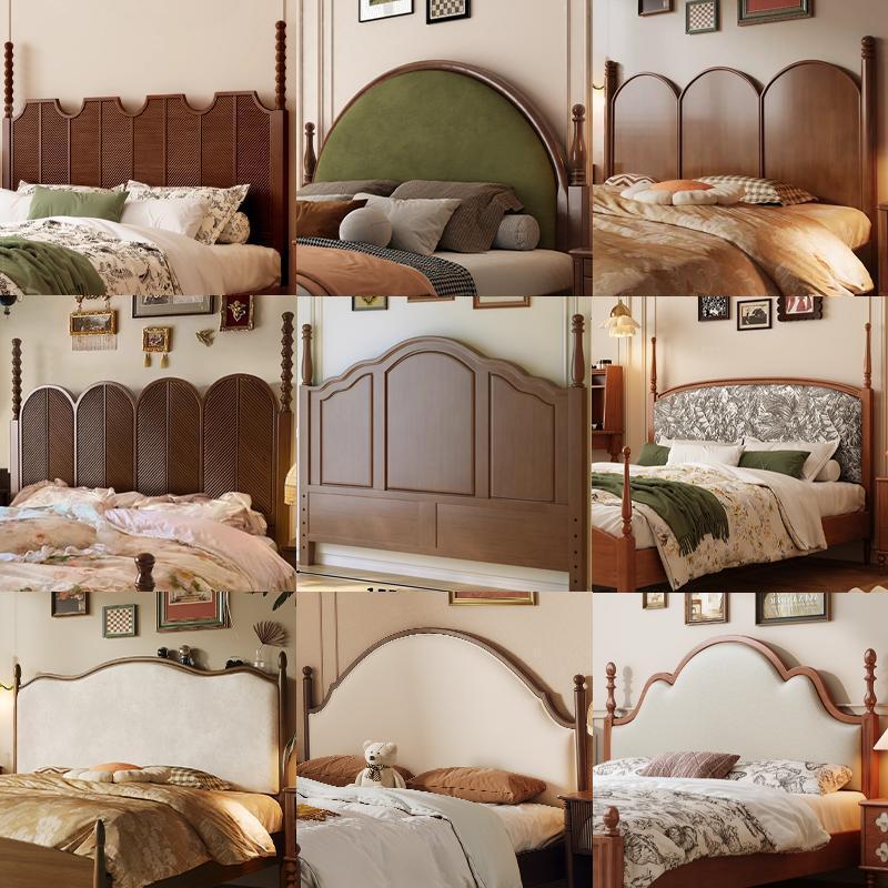 Французская кровать с мягким изголовьем из массива дерева, винтажный стиль, американская 1.8м индивидуальная панель изголовья