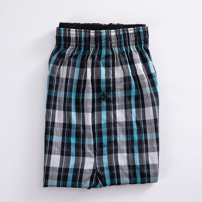 Men's Arrow Pants Home Underwear Wholesale Cotton Woven Plaid Boxer Briefs Summer Beach Pants Loose Boxer Shorts