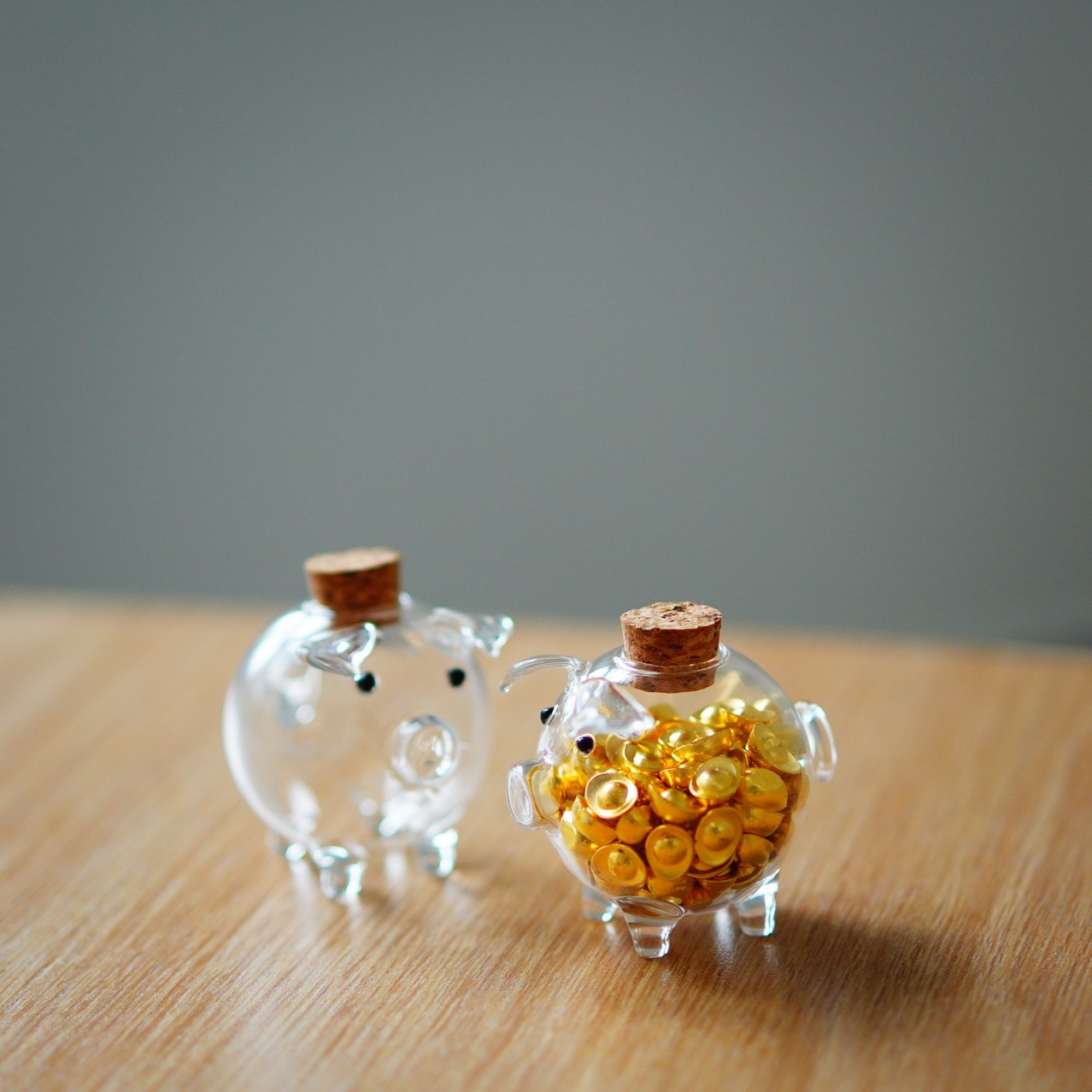 7M9Kins Mini Piggy Cute Piggy Pot Wishing Bottle Storage Glass Bottled Gold Beanstalk Little Red Book Same Style