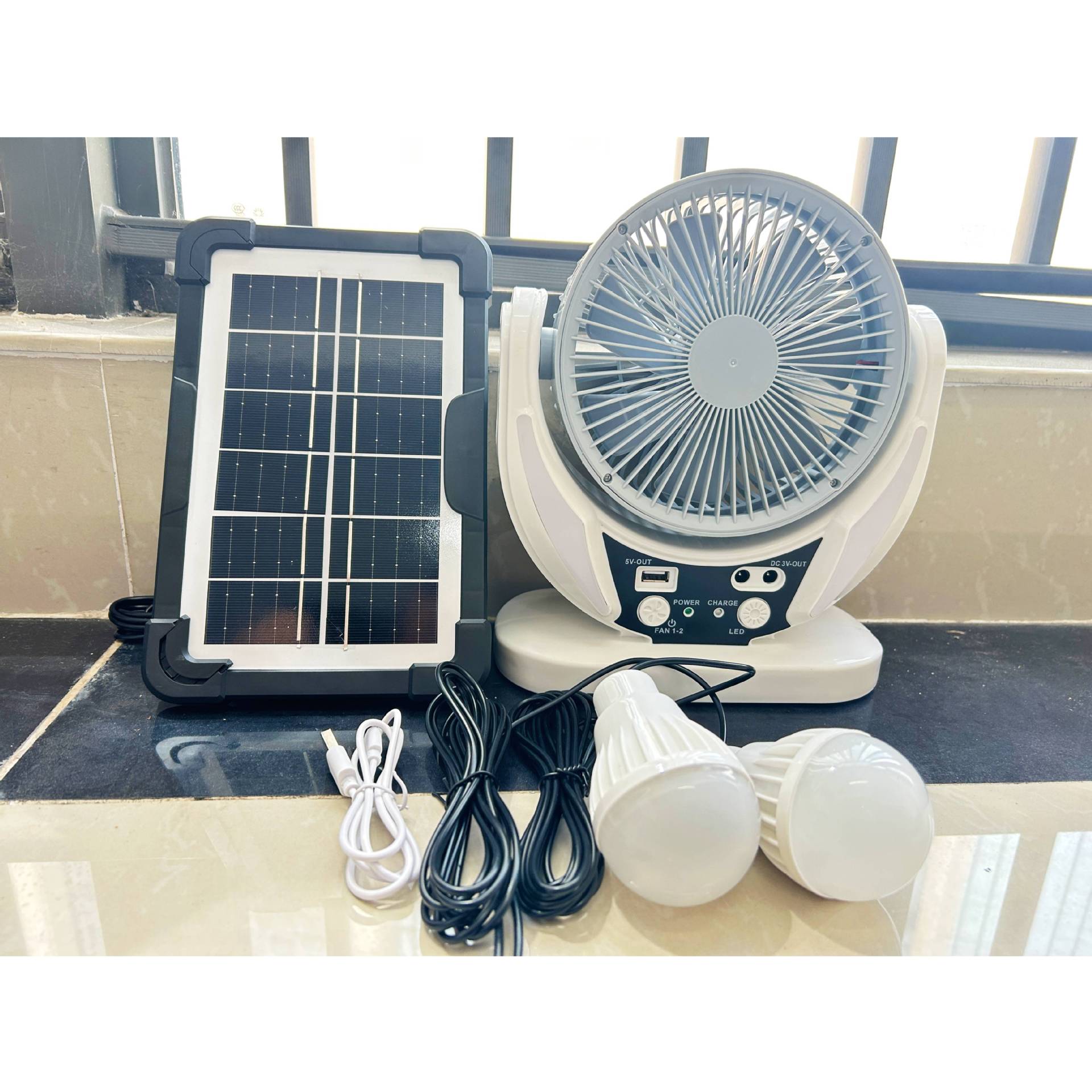 in stock factory direct 6 inch & 8 inch solar charging fan multi-function fan household LED table fan desktop wind