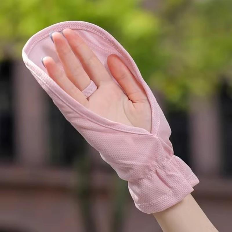 Sunscreen Gloves Women's Anti-ultraviolet Ice Silk Bicycle Summer Thin Breathable Driver Driving Ride Finger Anti-slip