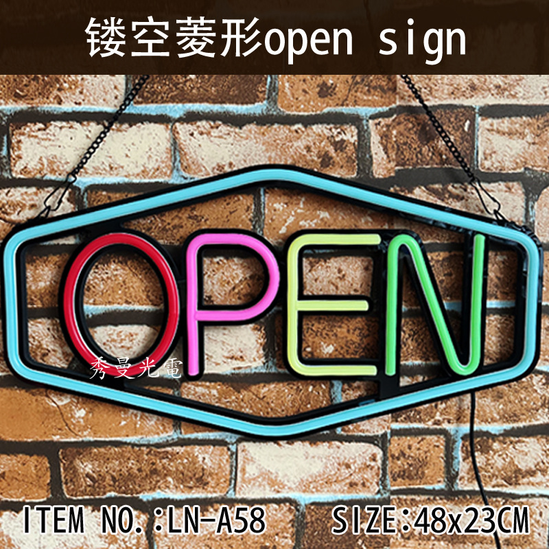Diamond new OPEN light plate hollow NEON acrylic NEON SIGNS cross-border OPEN luminous word light