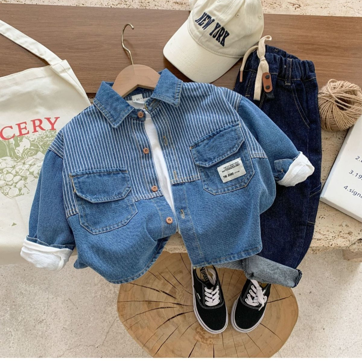 Korean Fashion Children's Shirt Spring and Autumn New All-match Denim Shirt Boy's Trendy Clothes Baby's Top Coat
