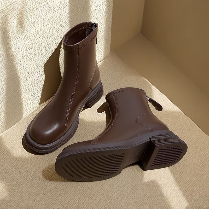 Soft Leather Short Boots Autumn and Winter British 2025 Super Popular Street Boots Cotton Boots Comfortable and Wear-Resistant Short-Tube Warm Women's Boots