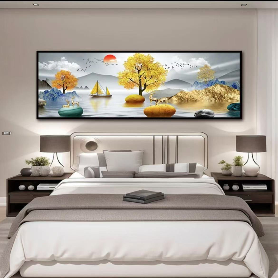 Self-adhesive painting mural bedroom bedside room background mural hotel hotel master bedroom decorative painting hotel non-punching