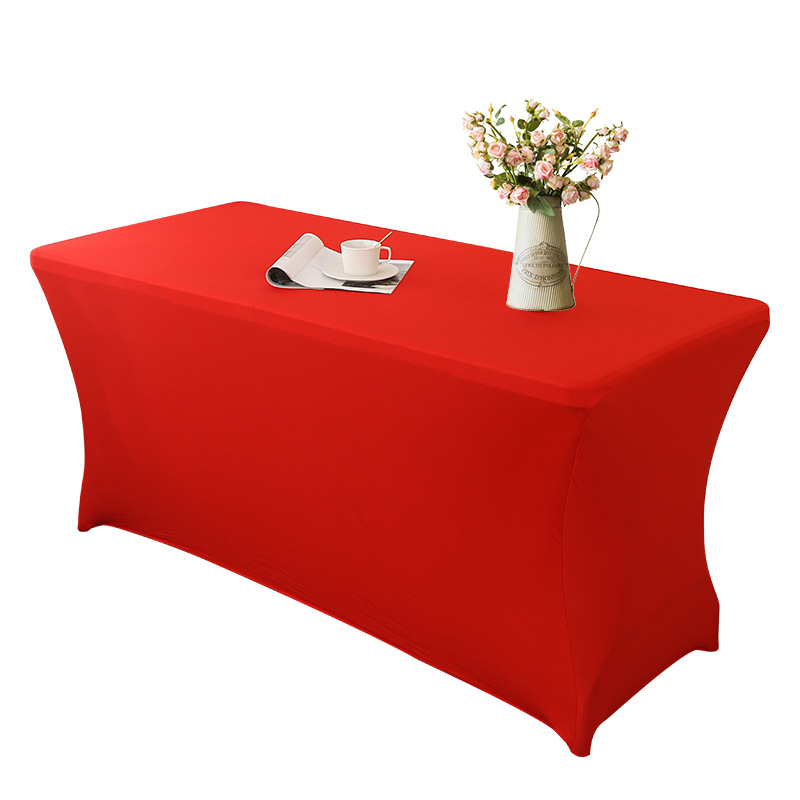 Custom Stretch Table Cover High-end Hotel Restaurant Wedding Banquet Decoration Rectangular Thickened Tablecloth Cover Bar Counter Cover