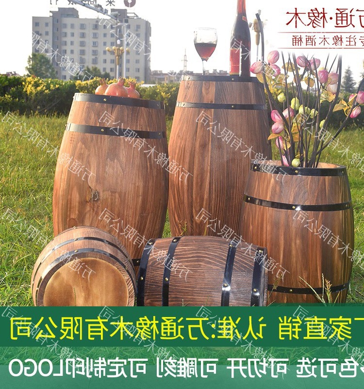Decorative Wine Barrel Oak Wine Barrel Solid Wood Beer Red Wine Barrel Bar Manor Exhibition Wedding Decoration Props Customization