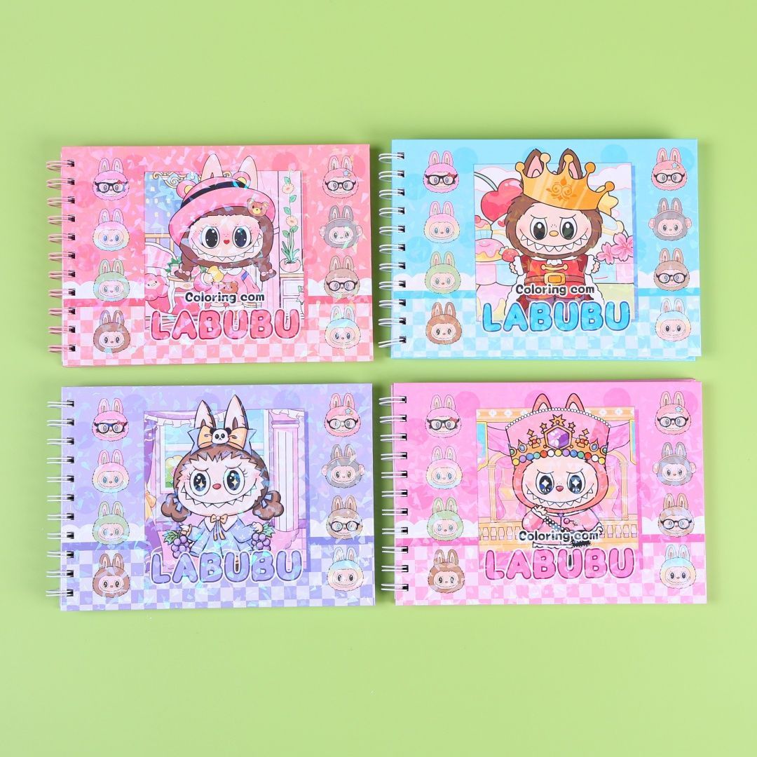 Labubu Coloring Coil Book Labubu High-Looking Ins Creative Picture Book Cute and Cute Drawing Book.